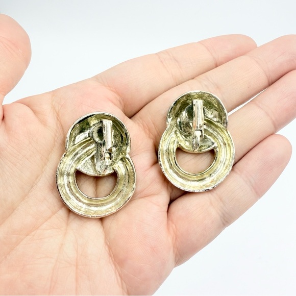 Blue colour Design Studs Clip On Earrings - Picture 6 of 9